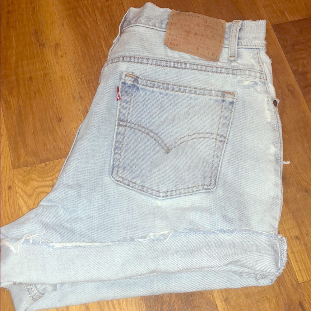 LEVIS Hi Rise MOM Jeans Cutoffs Shorts Distressed